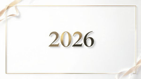 Luxury 2026 winter canvas with crystal-dust particles and clean festive space.