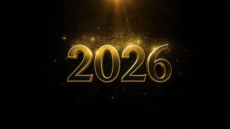 Premium New Year 2026 canvas with elegant silver starlight trails and minimal festive accents.