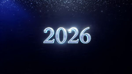 Elegant 2026 premium canvas with silver sparkle haze and crisp design space.