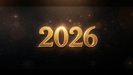 Golden numbers on a black background. 3D illustration