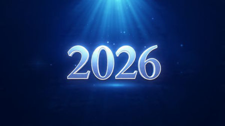 Elegant 2026 premium canvas with silver sparkle trails and soft cool glow.