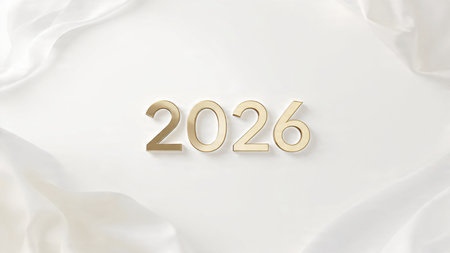 Gold numbers on white silk background. 3d illustration
