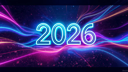 2026 luxury holiday backdrop with crisp cool frost bloom and subtle shimmer noise.