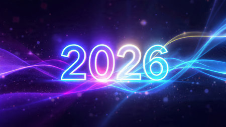 Elegant 2026 premium background with silver light diffusion and minimal sparkle noise.