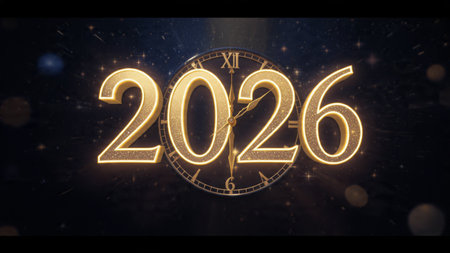 Premium 2026 New Year backdrop with smooth ice-glass reflections and calm winter mood.