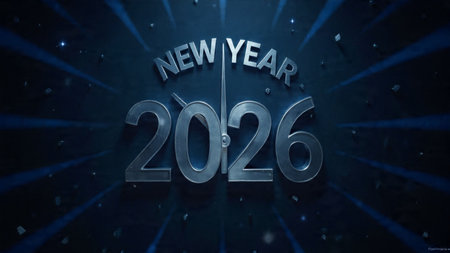 New Year 2016 - 3D Rendered Glass Text on Dark Background
