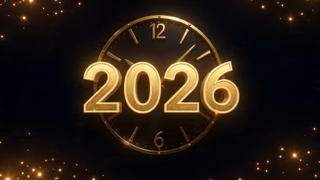 Premium 2026 New Year backdrop with smooth ice-glass reflections and calm winter mood.