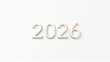Elegant 2026 celebration visual with frozen sparkle particles and clean layout balance.