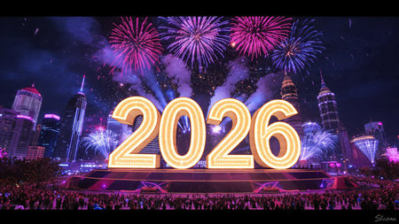 Premium 2026 New Year design with diamond frost field and soft winter glow.