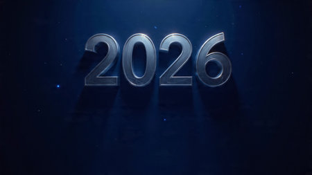2026 New Year luxury background with pearl-silver shimmer and subtle cool glow.