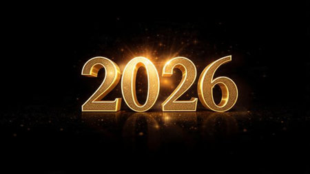 Premium 2026 luxury greeting with icy shimmer corners and soft festive glow.