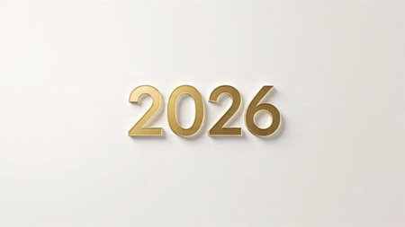 Elegant 2026 background with silver glow edges and minimal sparkle diffusion.