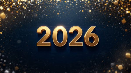 Premium 2026 luxury greeting with icy shimmer corners and soft festive glow.