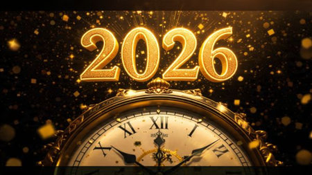 Premium 2026 New Year backdrop with smooth ice-glass reflections and calm winter mood.