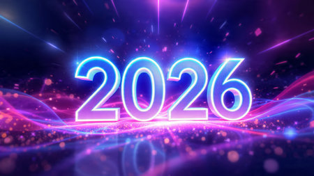 Elegant 2026 premium background with silver light diffusion and minimal sparkle noise.