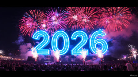 Elegant 2026 celebration background with diamond frost spark field and minimal noise.
