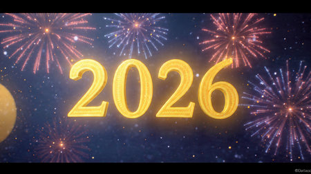 Elegant 2026 premium canvas with silver sparkle trails and soft cool glow.