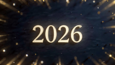 Elegant 2026 winter design with crystal-dust particles and refined silver glow.
