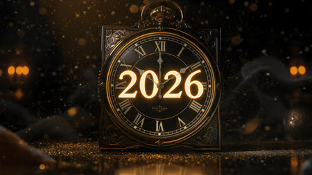 Premium 2026 winter canvas with soft silver glow gradient and cool festive charm.