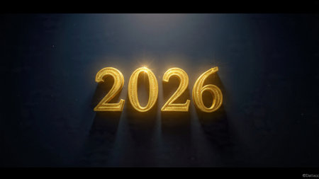 Luxury 2026 winter canvas with crystal-dust particles and clean festive space.