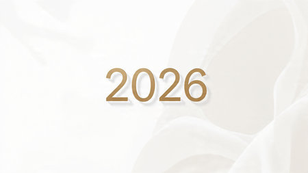 Luxury 2026 New Year visual with diamond frost corners glow and calm lighting.