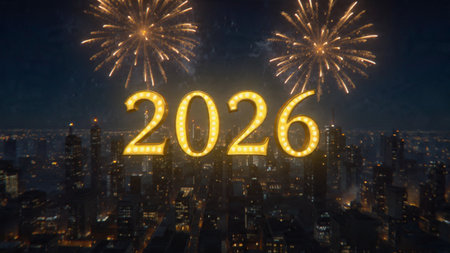 Luxury 2026 winter canvas with crystal-dust particles and clean festive space.
