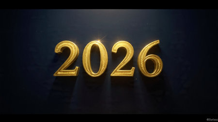 Premium 2026 luxury greeting with icy shimmer corners and soft festive glow.
