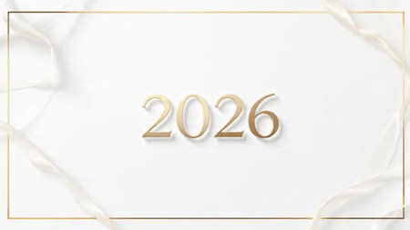 Premium 2026 New Year backdrop with smooth ice-glass reflections and calm winter mood.