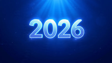 2026 luxury winter greeting with smooth silver light arcs and refined premium balance.