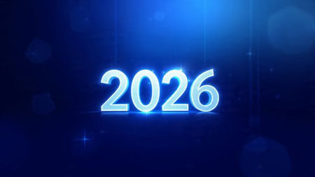 Elegant 2026 premium canvas with silver sparkle haze and crisp design space.