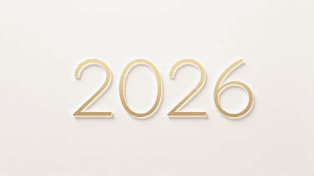 Luxury 2026 New Year visual with smooth icy light arcs and premium copy space.