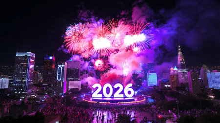 Elegant 2026 premium canvas with silver sparkle trails and soft cool glow.