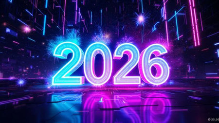 Elegant 2026 premium background with silver light diffusion and minimal sparkle noise.