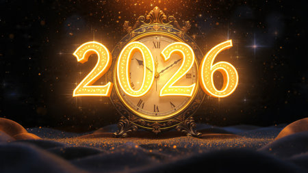 Elegant 2026 celebration backdrop with pearl-silver frost arcs and minimal noise.
