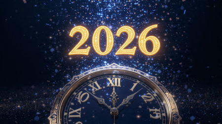 2026 luxury celebration canvas with diamond frost shimmer trails and minimal shadows.
