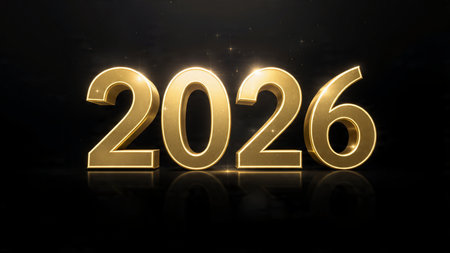 Luxury 2026 premium greeting with soft cool bokeh mist and crisp typography space.