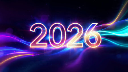 Elegant 2026 premium background with silver light diffusion and minimal sparkle noise.
