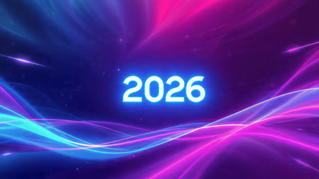 Elegant 2026 celebration background with silver frost diffusion and clean layout.