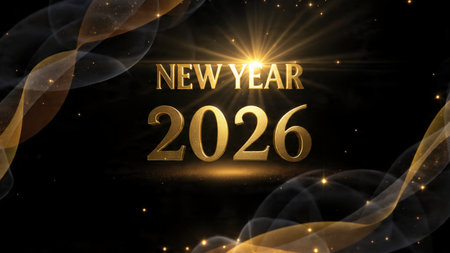 New Year 2016 celebration background with golden lights. Vector Illustration.