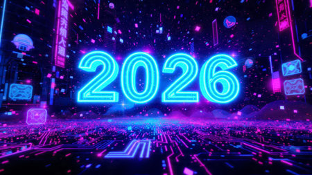 new year sign on dark background. 3D renderingの写真素材