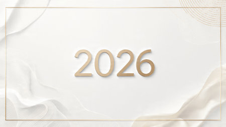 Premium 2026 greeting design with diamond-like frost shine and crisp composition.