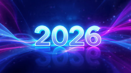 Elegant 2026 premium canvas with silver sparkle haze and crisp design space.