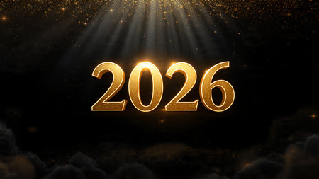 Luxury 2026 celebration design with pearl frost bokeh and clean minimal space.
