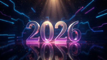 Premium 2026 greeting design with diamond-like frost shine and crisp composition.