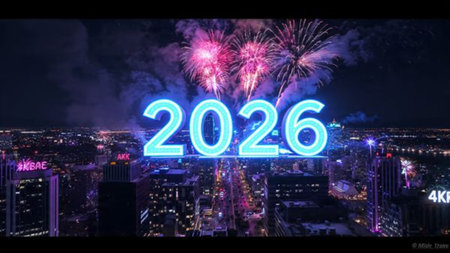 New Year's Eve Fireworks Celebration in Downtown Los Angeles California USA