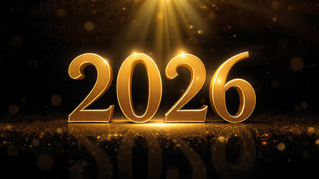 Premium 2026 New Year backdrop with diamond frost field and calm festive charm.