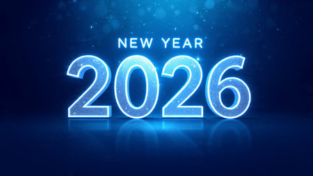 Premium 2026 celebration template with soft frozen glow edges and minimal noise layer.