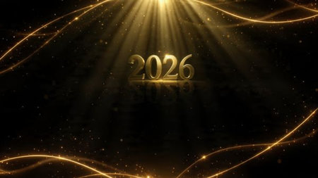 Luxury 2026 greeting design with soft ice shimmer mist and silver glow accents.