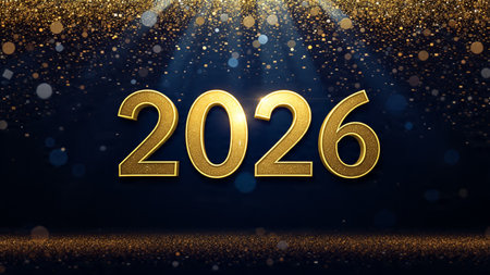 Luxury 2026 greeting canvas with diamond frost shimmer and calm winter glow.