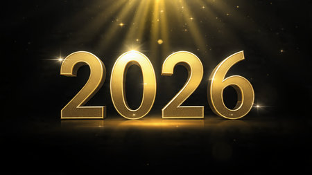 Luxury 2026 winter canvas with crystal-dust particles and clean festive space.